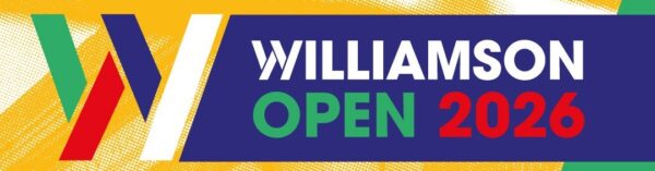 Banner which reads Williamson Open 2026 against a dark blue background