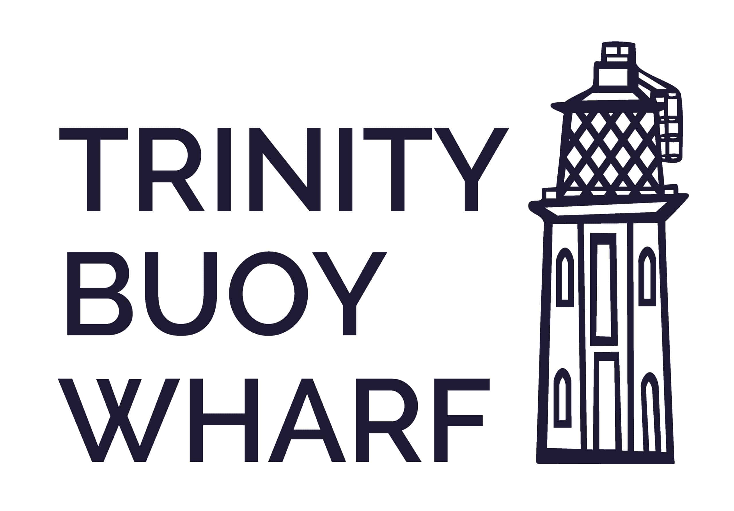 Logo reading Trinity Buoy Wharf with a graphic of a tower